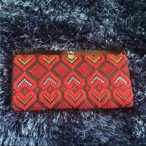 $10 bundled with any other closet item - NWOT - Embroidered Clutch, Red